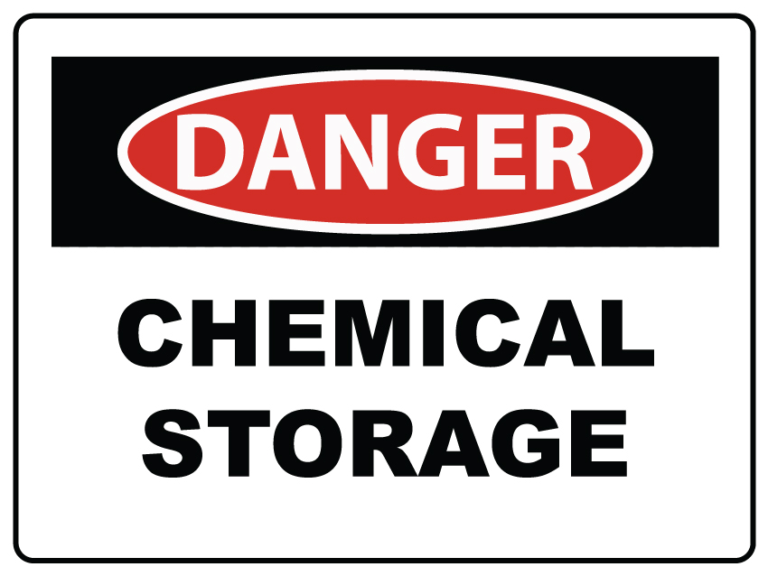 Agricultural danger sign for chemical storage