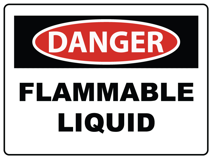 Agricultural danger sign for flammable liquid