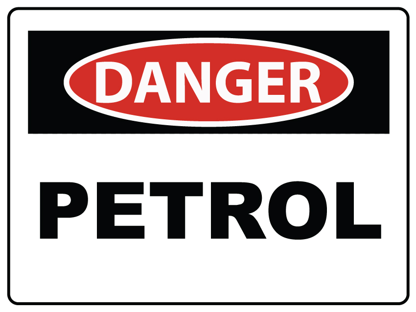 Agricultural danger sign for petrol storage
