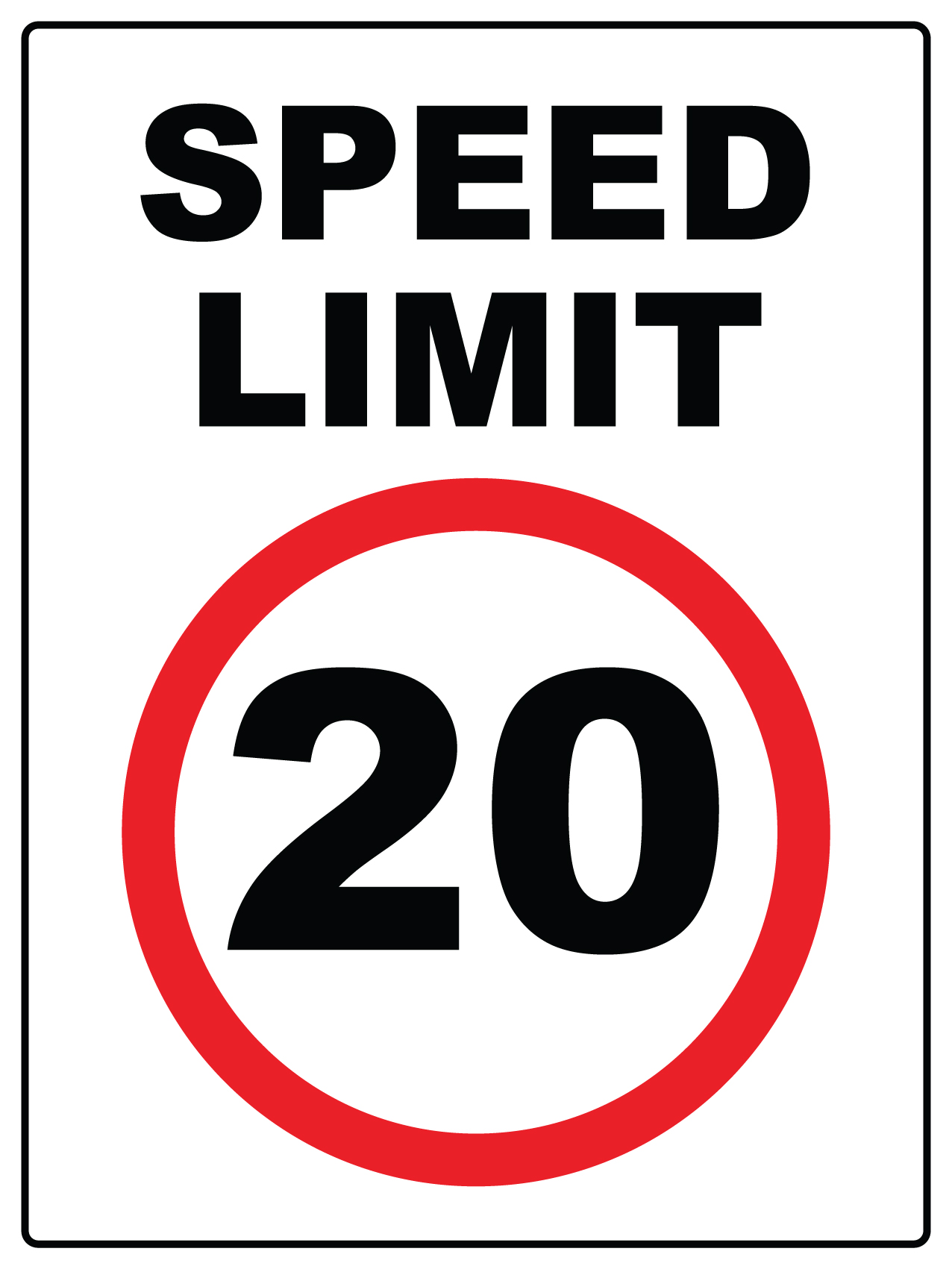 Agricultural speed limit sign showing 20 km/h for farm safety