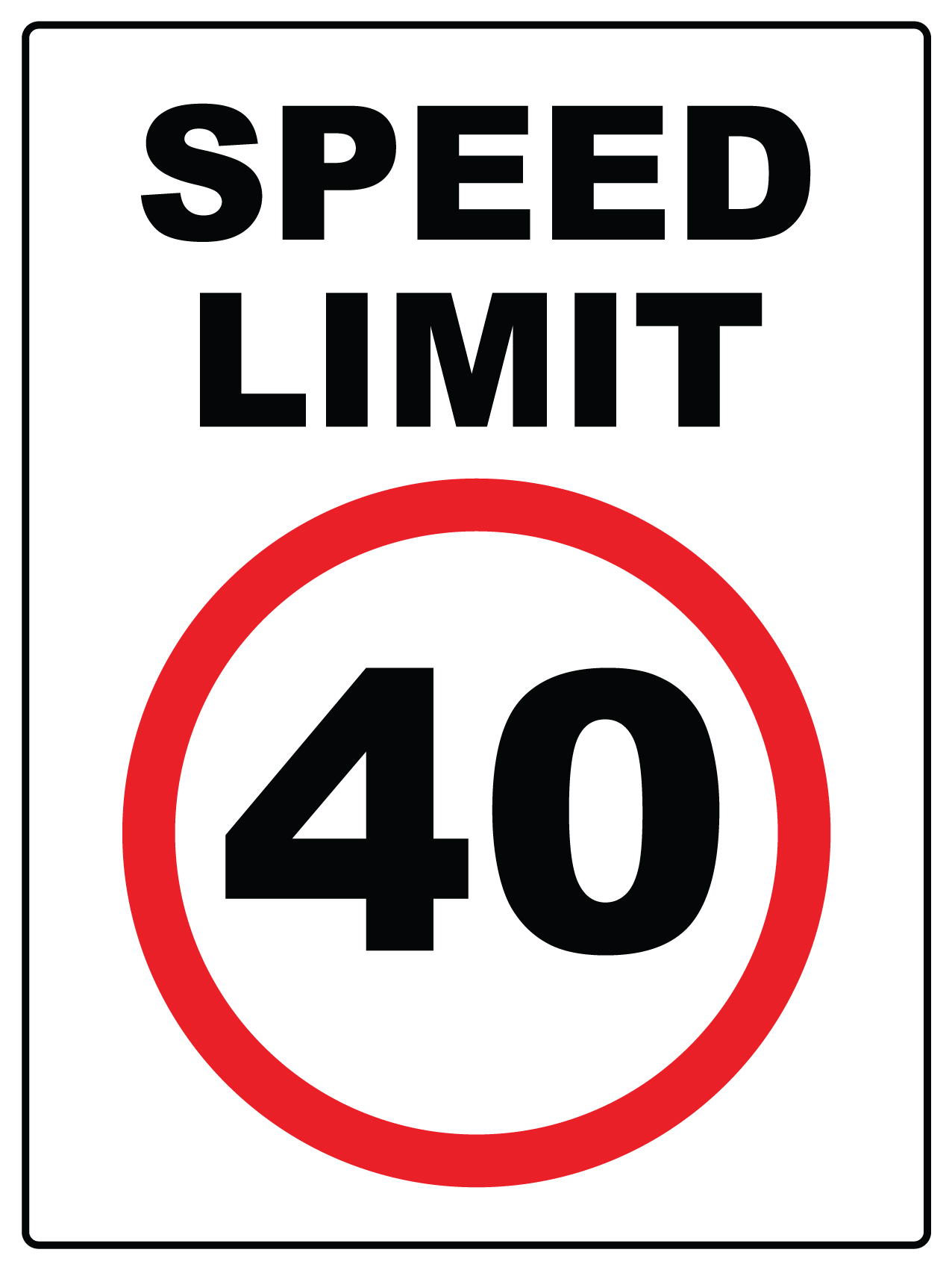 Agricultural speed limit sign showing 40 km/h for farm safety