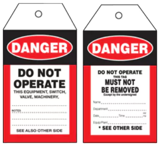 tags danger do not operate